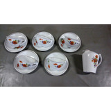 5 Xicaras De Cha Antigas De Porcelana Pozzani E Leiteira