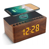 Anjank Reloj Despertador De Madera Altavoz Bluetooth 4 En 1