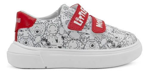 Tenis Infantil Little Monsters Ninos Blanco Velcro 13-21