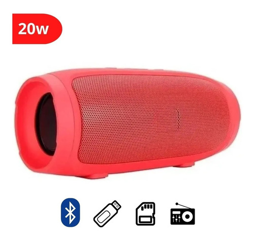Caixa De Som Bluetooth E Pen Drive Portátil Preta E Vermelha