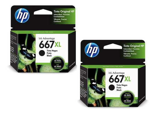 Kit 2 Cartuchos Hp 667xl Preto 8,5ml - 2376 2776