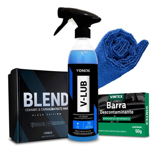 Cera Carnauba Blend Black Paste Vonixx + Clay Bar 50g + Vlub