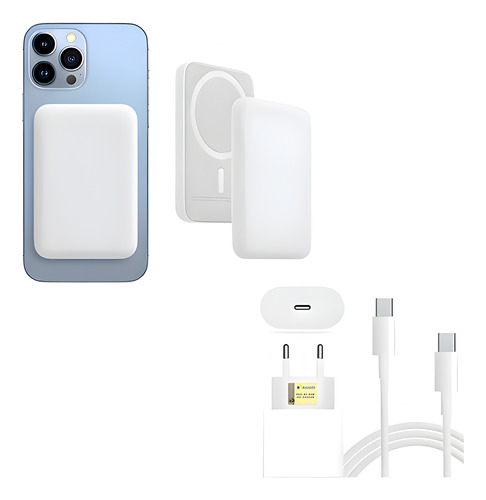 Kit C/2 Power Bank Sem Fio Magsafe  + Carregador Para iPhone