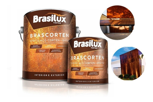 Conjunto Para Efeito Aço Corten Brasilux Base + Efeito