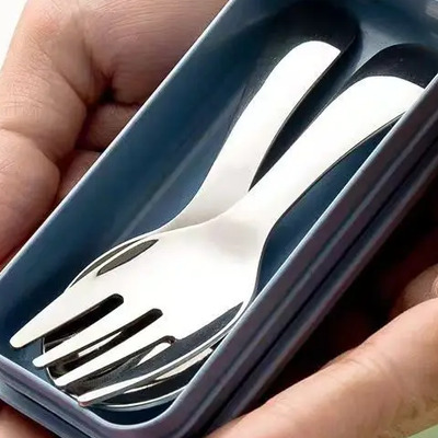 Juego De Cubertería Mini Portátil Con Tenedor Y Cuchara De A