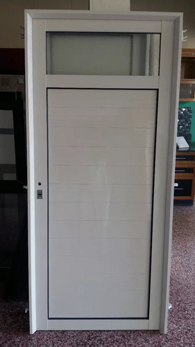 Puerta De Aluminio Blanco Reforzada 80 X 200 Con Vidrio