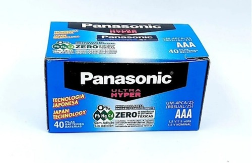 Caja De Pilas Panasonic Ultra Hyper 1.5v Triple Aaa 40 Unid