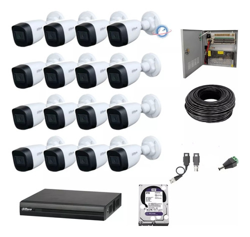 Kit 16 Camaras Dahua 5mp Con Microfono Dvr 16 Ch 2tb Purple