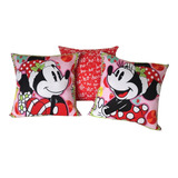 3 Forros De Cojines, Navidad Mickey Y Minnie Hohoho 45x45 Cm