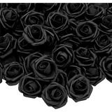 100 Piezas De Flores Artificiales Negras, Rosas De Espu...