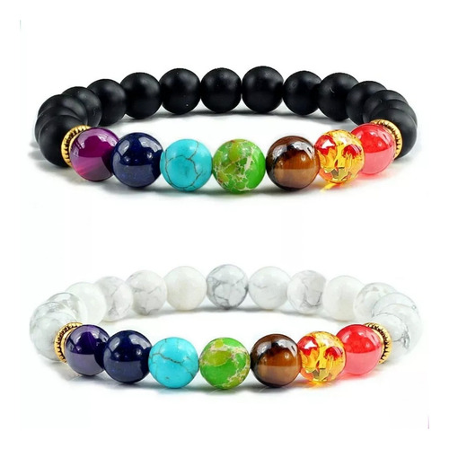 Pulsera Piedras Naturales 7 Chakras Quita Mala Vibra Unisex