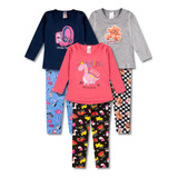 Kit 3 Conjuntos Feminino Roupa Infantil Menina Inverno