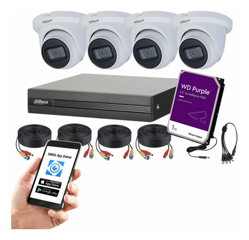 Cctv Kit Dahua 4cam 2mp Con Microfono Inc Disco 1tb Tienda9