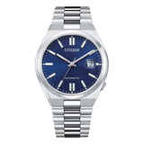 Reloj Citizen Nj0150-81l Tsuyosa Azul Con Correa Automática, Color Plateado, Bisel Plateado