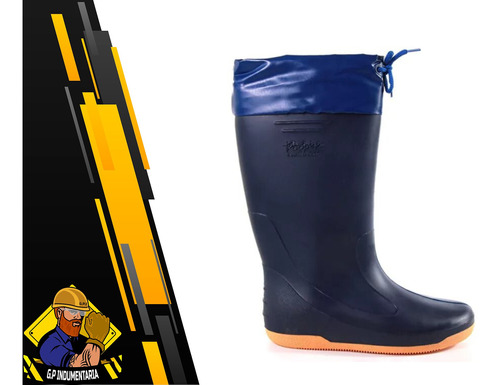 Bota De Lluvia Nautica C Cordon Azul Goma Y Pvc Talle 37/38