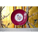 Gran Plato Porcelana Victoria Bohemia Bouquet Bordo C1930 #3