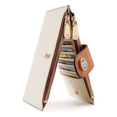 Cartera Bostanten, Con Tarjetero, Rfid, Beige Y Marron