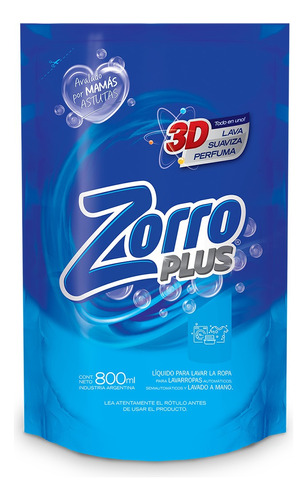 Jabón Líquido Zorro Plus Clásico Repuesto 800 ml