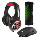 Combo Gamer: Mouse Delux M800bu + Diadema Nero + Pad Mouse