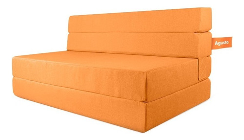 Sofa Cama Doble Sillon Plegable Matrimonial Colchon Agusto Color Naranja