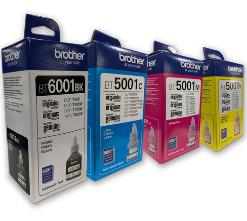 Combo 4 Botella Tinta Brother 1 Bt6001kb 1 Bt5001c 1ma 1am  