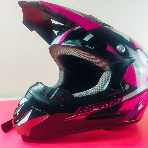 Casco De Dama Motocross Spark Con Dibujo De Loro