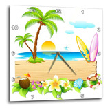 3drose Escena De Playa Tropical Con Tablas De Surf, Conchas,