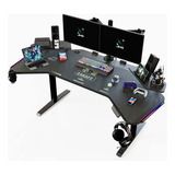 Jwx Standing Gaming Desk With Aluminum Alloy Led Lights, 72.