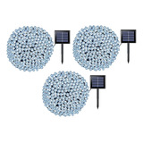 Guirnalda Pack X3 Solar Navideña 10 Metros 100 Led Plateadas