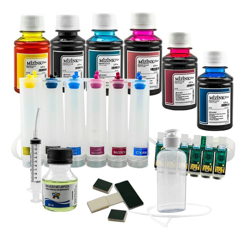 Bulk Ink P/ Epson T50 T700 Tx720 + Kit Limpeza + 600ml Tinta