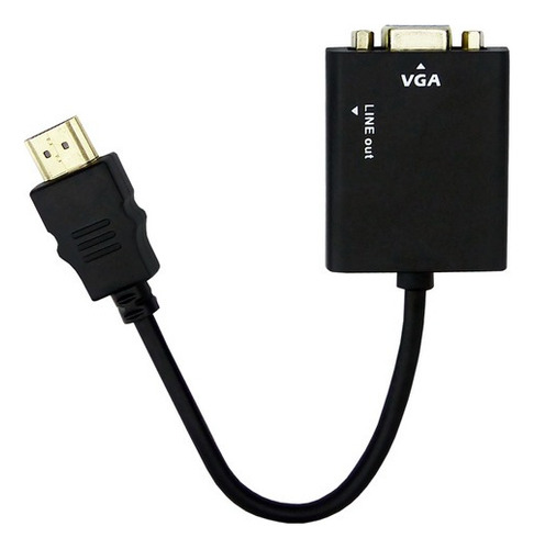 Cable Conversor Adaptador Hdmi A Vga Con Audio 1080 Full Hd Color Negro