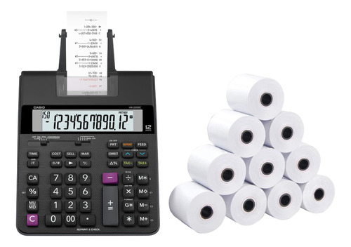 Calculadora Con Impresor Casio Sumadora Hr-200rc + 10 Rollos