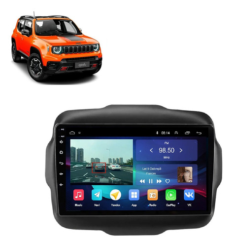 Central Multimídia Android Jeep Renegade 2015-2022 4+64gb 9p