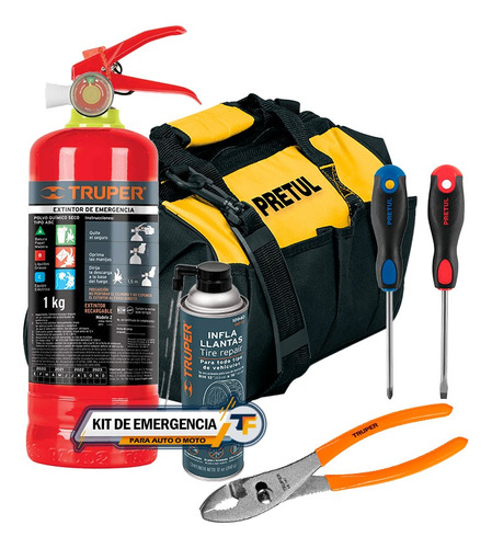 Kit Emergencia Extintor Recargable + Maleta + Herramientas