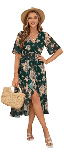 Vestido Corto Mujer Floral Moda Casual Fiesta Elegante