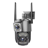 Cámara Ip Exterior Doble Lente Wifi Vision Nocturna 360 V380 Color Negro