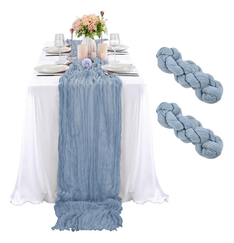 Caminos De Mesa Bohemios Para Eventos Gasa Azul Polvoriento