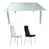 Mesa Vidrio 1.50m X 80  Base Cromada Y C/6 Sillas Imperial