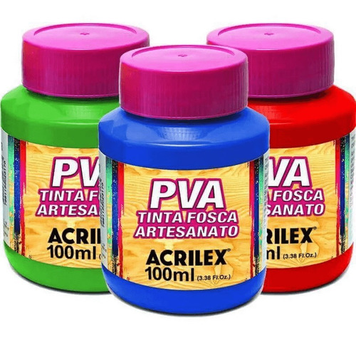 Pva Tinta Fosca 100ml Para Artesanato Acrilex - Cores