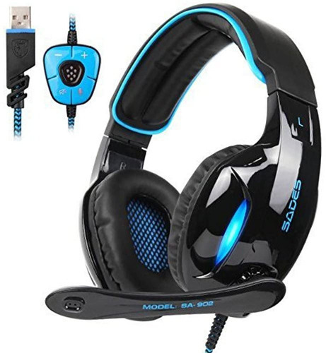 Auricular Headset Gamer Sades  Sa-902 7.1 / Makkax Color Azul