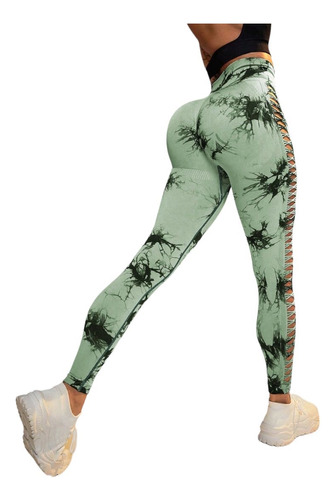 Leggings Tie Dye Push Up Abertura Escalonada - Alta Calidad