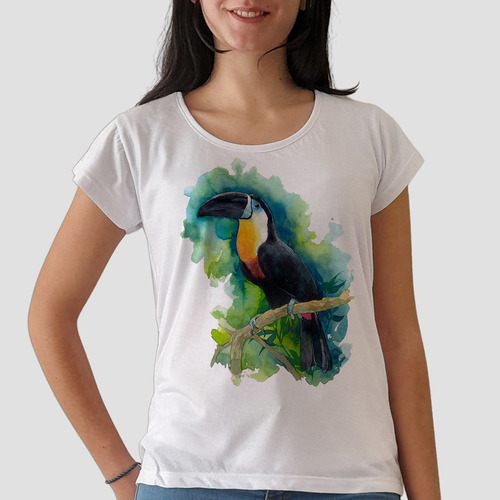 Remera Tucán Aves Animales 1 Mujer Purple Chick