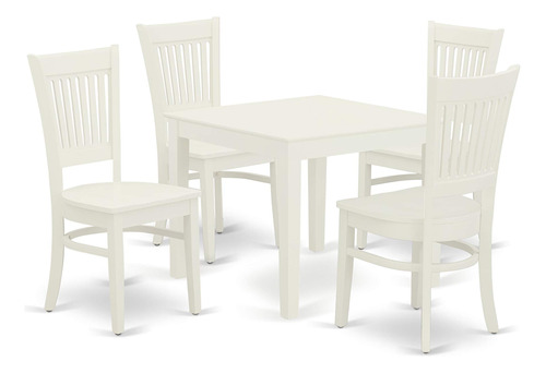 East West Furniture Oxva5-lwh-w - Juego De Mesa De Comedor,.