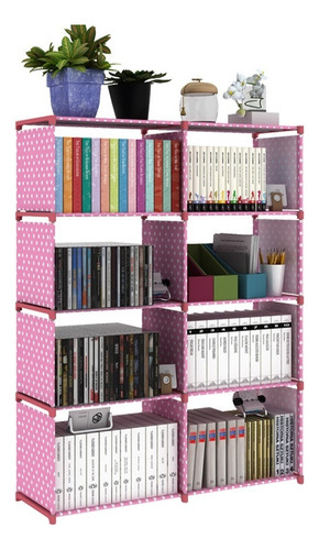 Librero Y Mueble Organizador Cubos Multiuso Ahorra Espacio Color Rosa