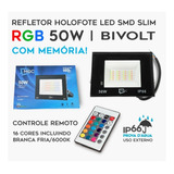 3 Refletor Holofote Led Rgbw 50w Slim Bivolt Ip66 C/ Memória