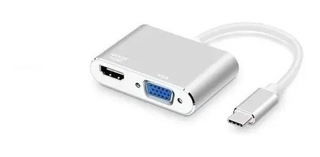 Adaptador  Usb Tipo-c 2x1 Hdmi 4k E Vga Macbook Smartphone 