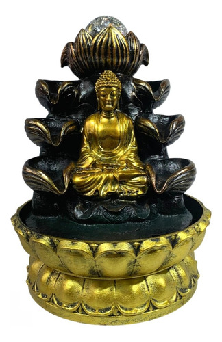 Fonte De Água Buda Hindu Decorativa Cascata C/ Bola Medita