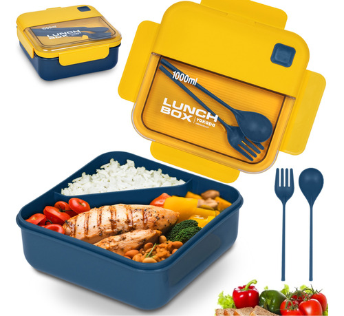  Lunch Box Bento Lonchera Térmica 1 L Con Cuchara Tenedor 