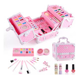 Set De Maquillaje Para Niñas, Lavable, 40 Unidades, Rosa