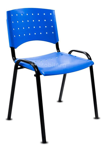 Silla Apilable Plástica Fija De Oficina Sala De Espera Iglesias Consultorios Acero Y Plastico Reforzado Color Azul